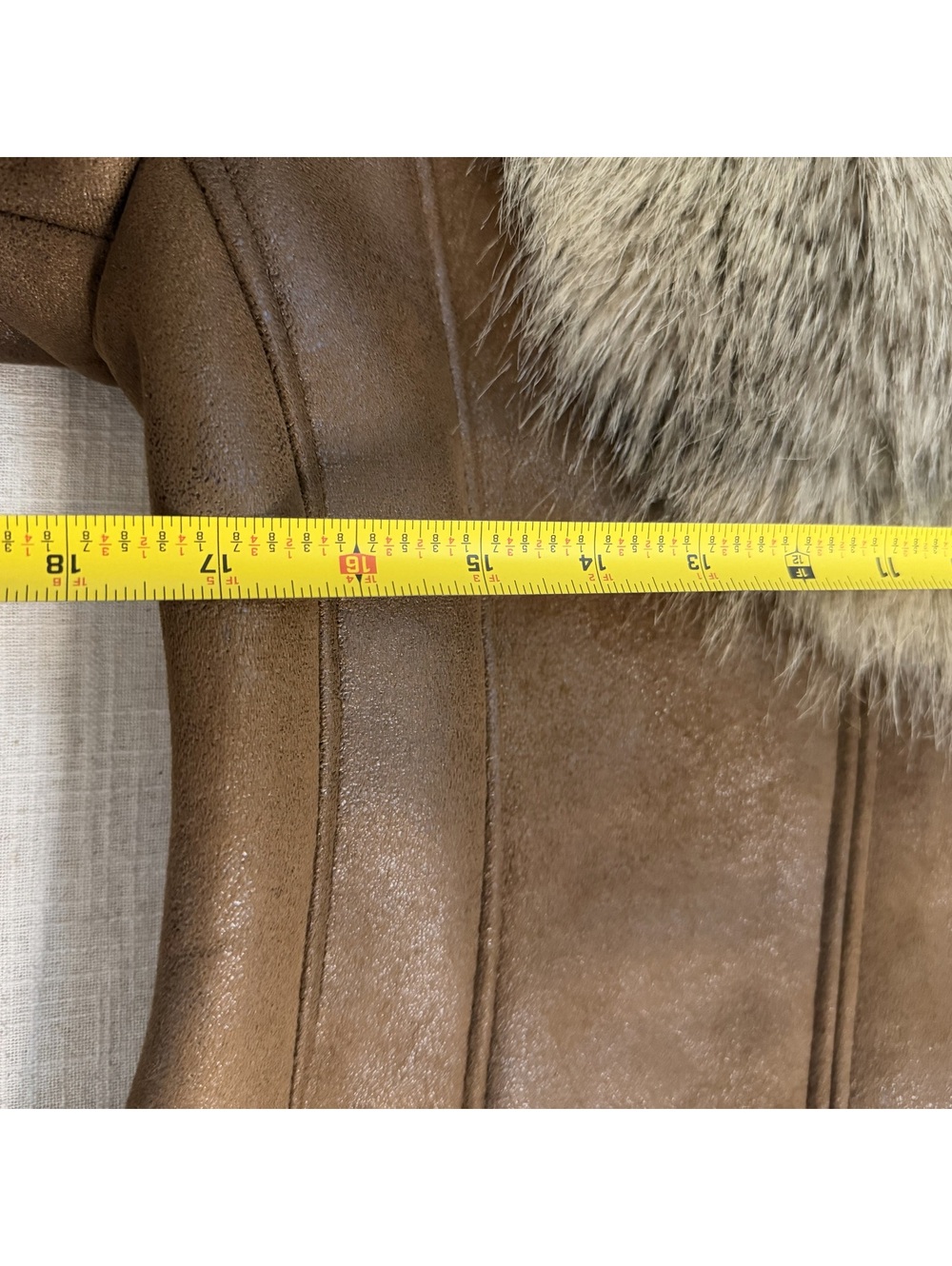 GUESS Brown Faux Shearling Jacket Faux Fur Collar Women’s Medium Y2K - Picture 5 of 6
